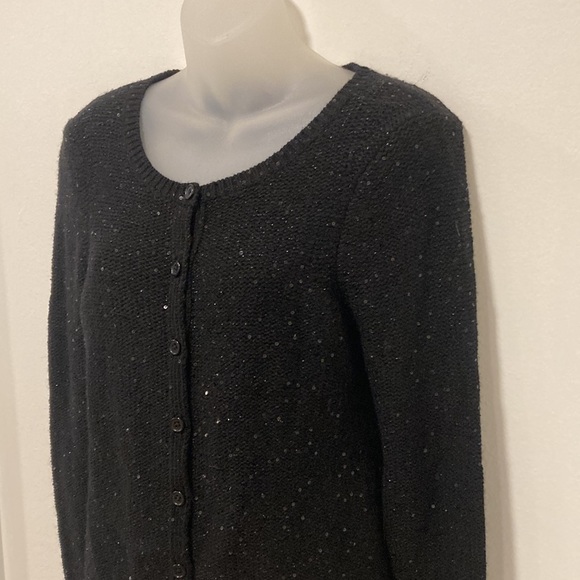 Aqua Black Cardigan Wool & Cashmere Sequins Size Medium - Picture 2 of 6
